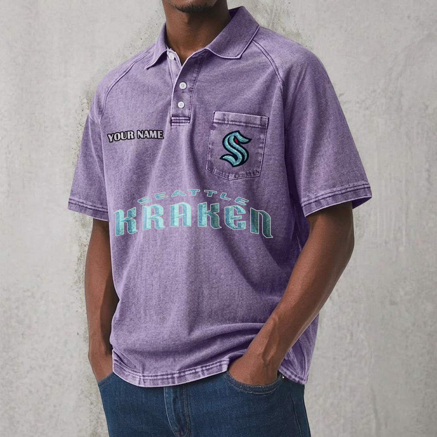 SEA x NHL Men's Distressed Turn-Down Collar Polo DATND TANTD 250526