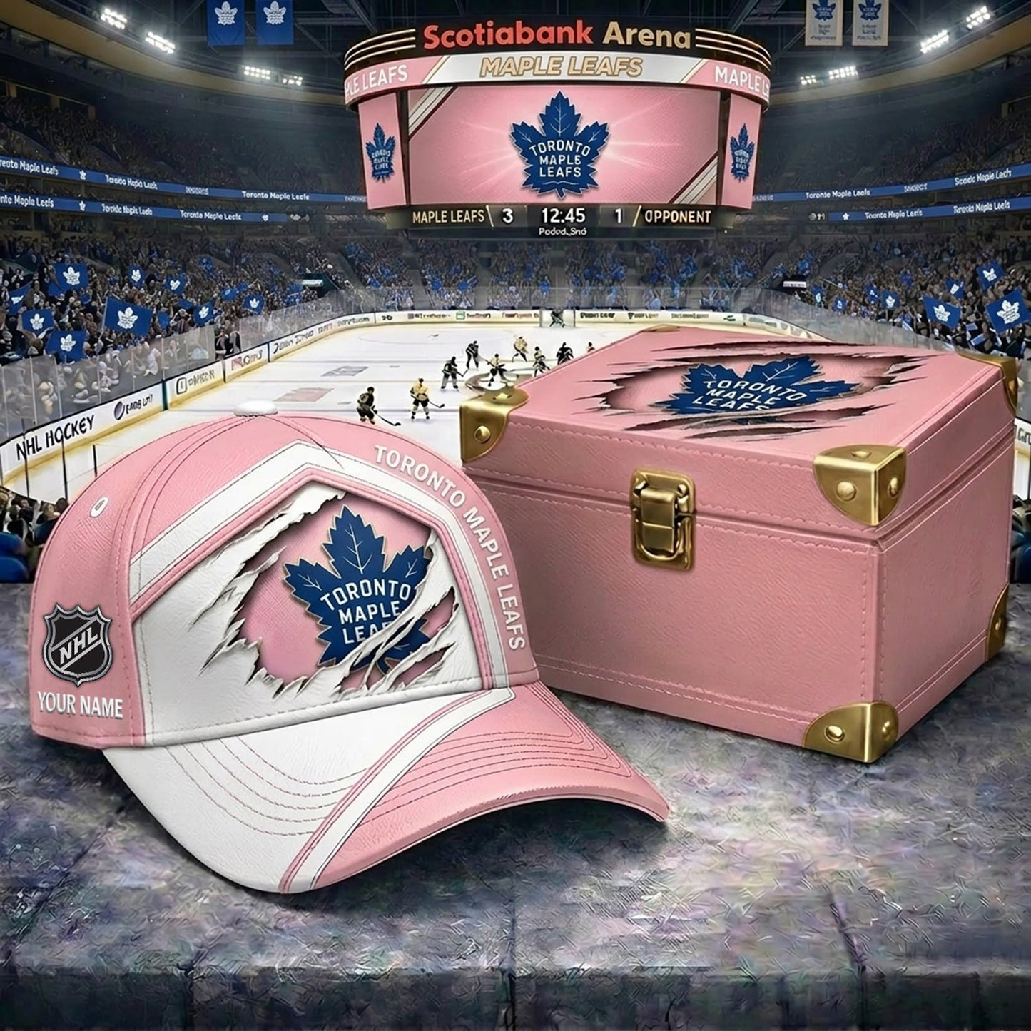 Signature Series NHL x TML BESPOKE PASTEL PINK CRACK CUSTOM NAME HAT V03 NDT NHM 280426