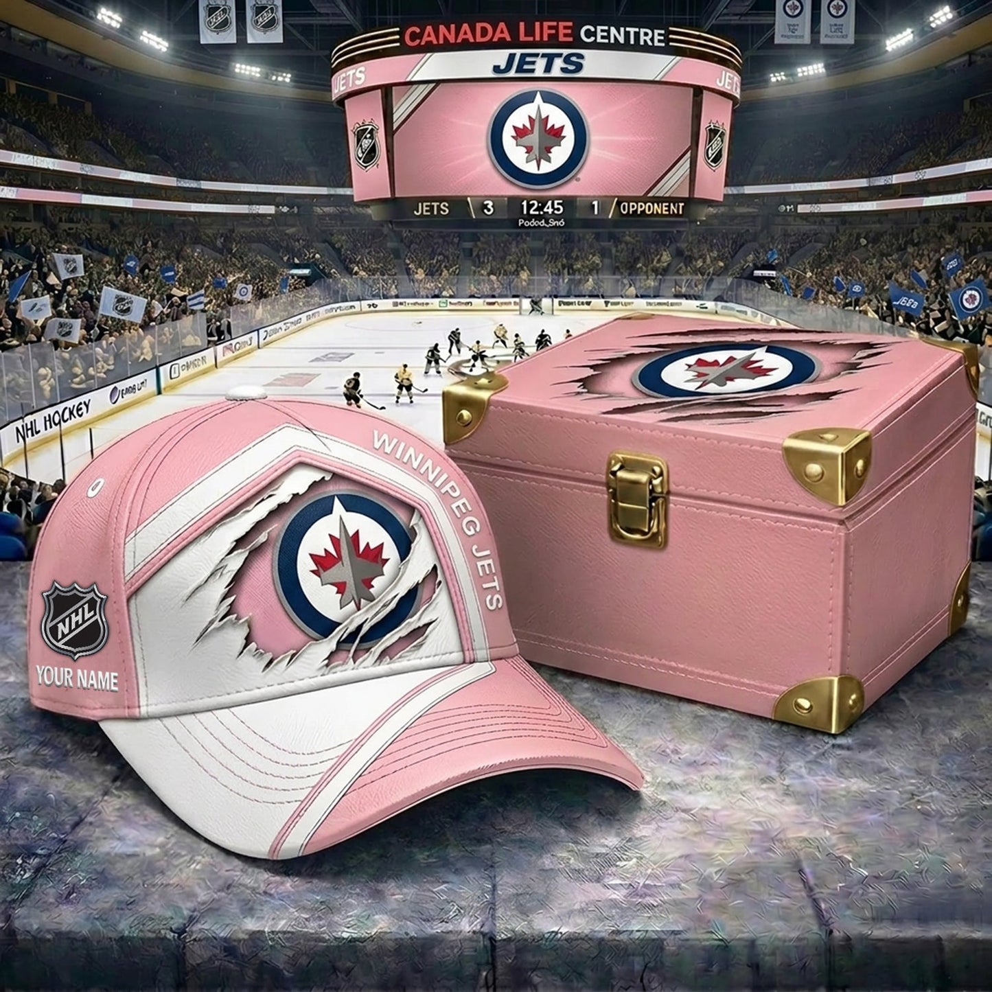 Signature Series NHL x WJ BESPOKE PASTEL PINK CRACK CUSTOM NAME HAT V03 NDT NHM 280426