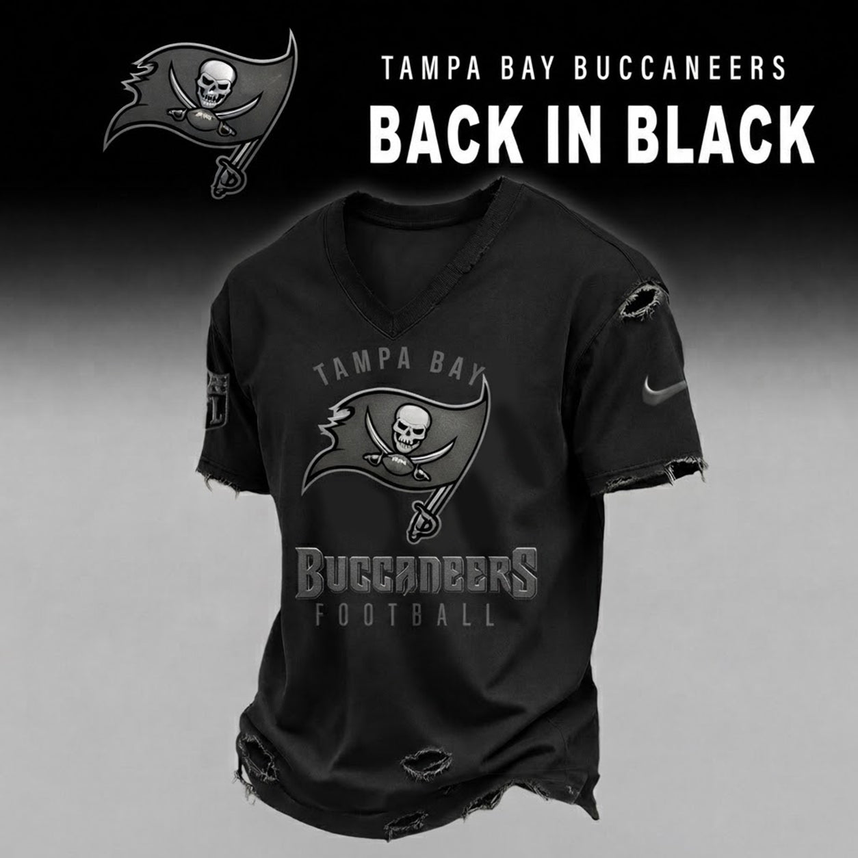 TBB x NFL Back In Black V-neck Shirt 290626