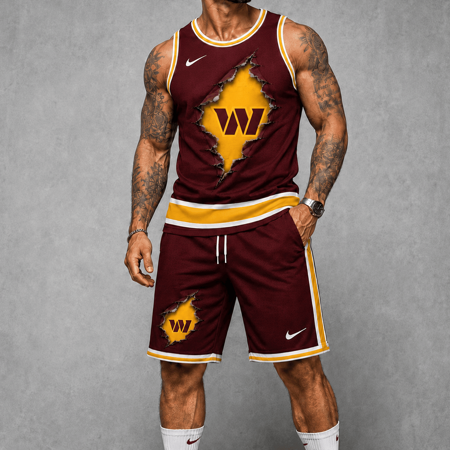 WAS Premium NFL Game Day Football Fan Tank Top and Shorts Set 1706