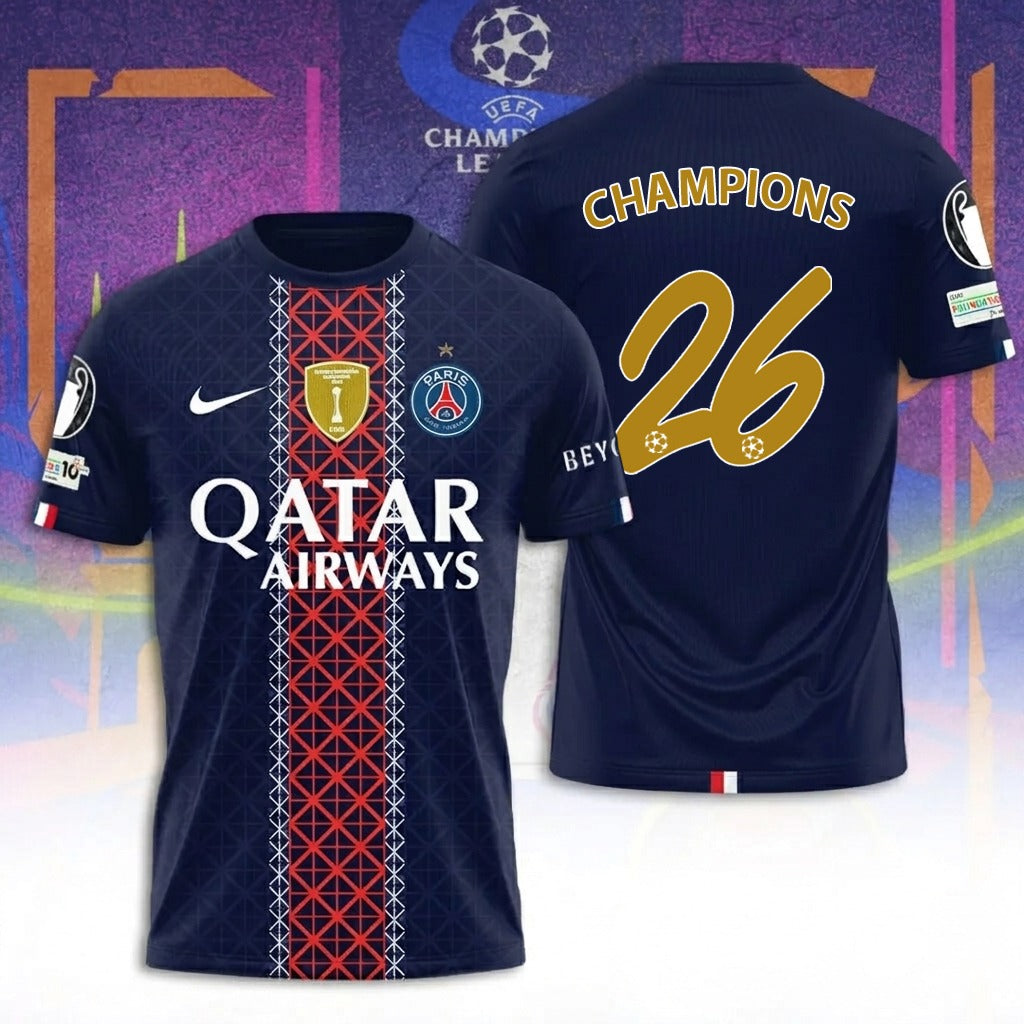 PSG UCL 2026 Back to Back European Champions Shirt V1 DatND TANND