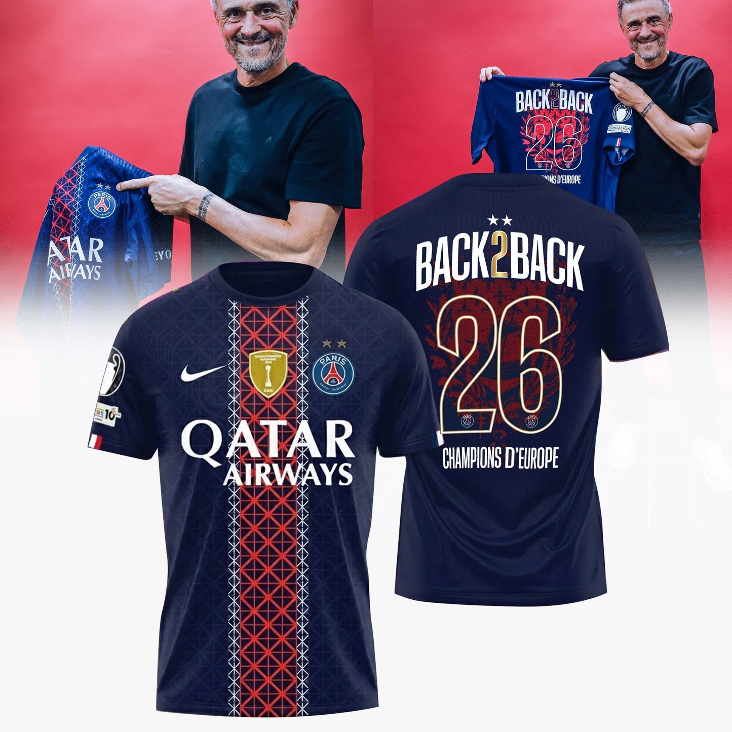 PSG UCL 2026 Back to Back European Champions Shirt V1 DatND TANND