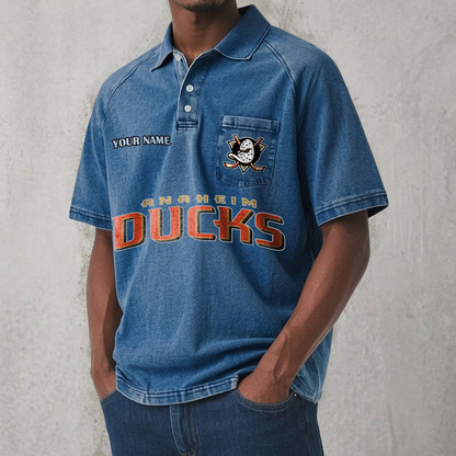 ANA x NHL Men's Distressed Turn-Down Collar Polo DATND TANTD 250526