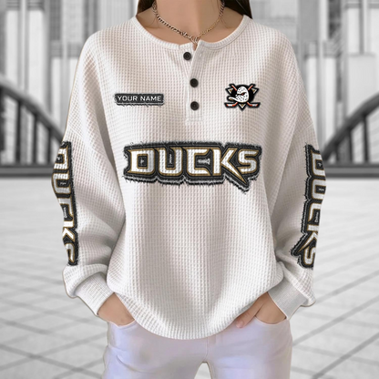 ANA x NHL Personalized Waffle Knit Henley Sweatshirt 2005 DatND DVT