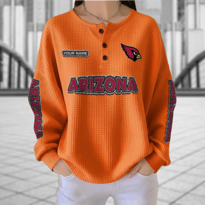 ARI x NFL Personalized Waffle Knit Henley Sweatshirt 2005 DatND DVT