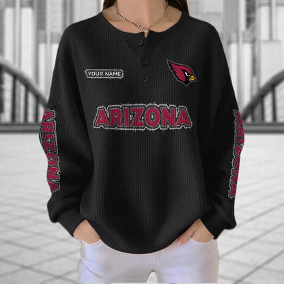 ARI x NFL Personalized Waffle Knit Henley Sweatshirt 2005 DatND DVT