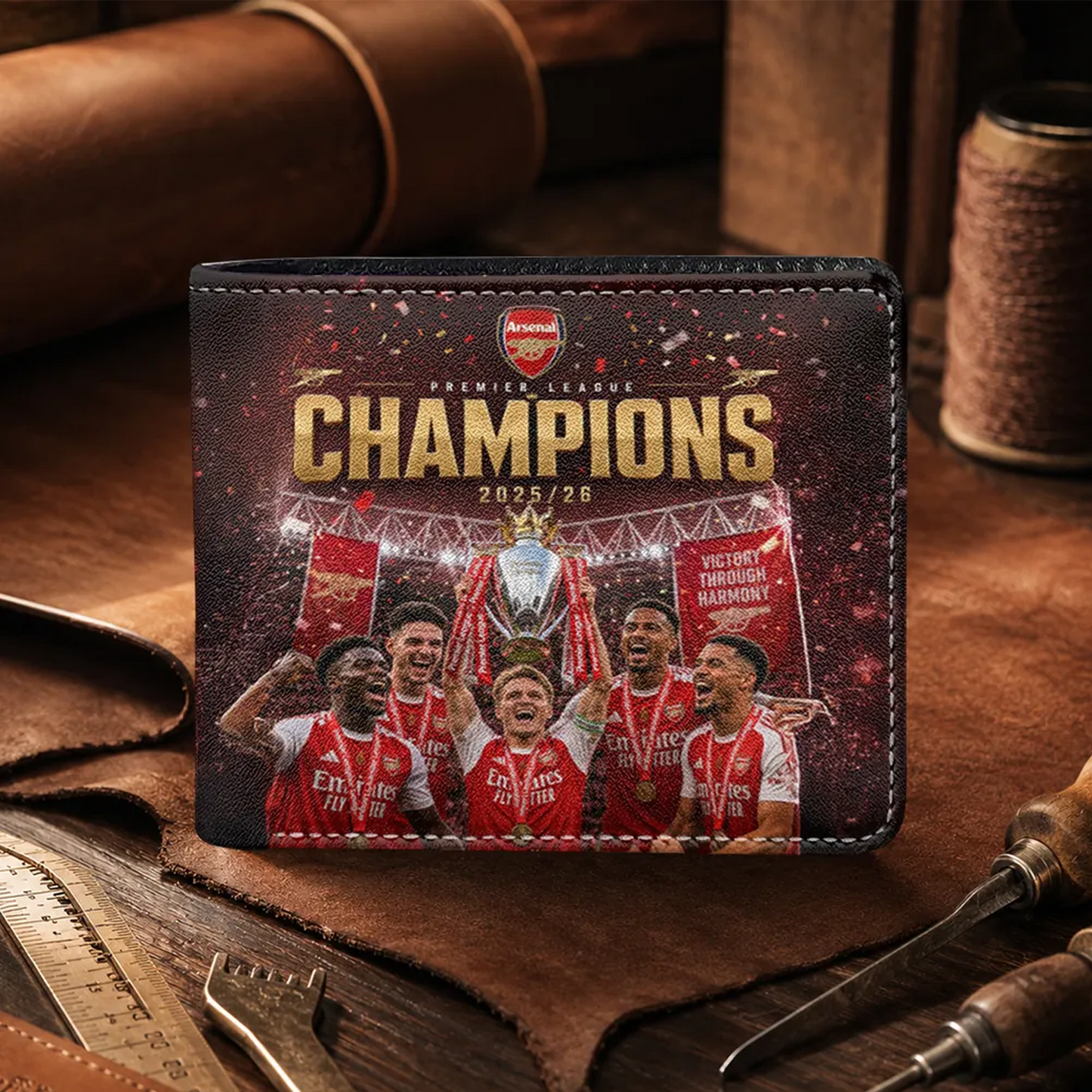 ARS FC Premier League Champions 2526 3D Leather Men Wallet 2405 V1 DatND DVT