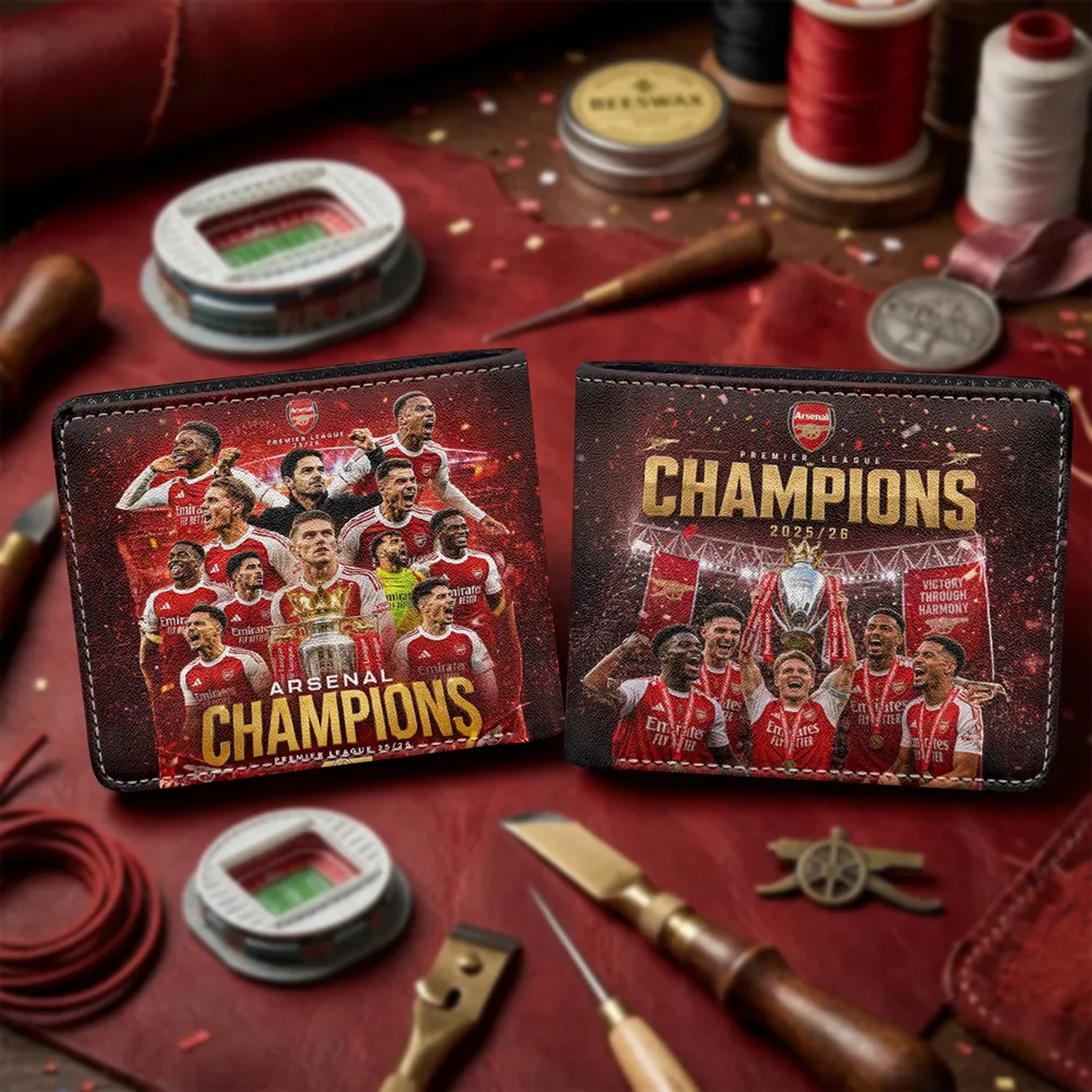 ARS FC Premier League Champions 2526 3D Leather Men Wallet 2405 V1 DatND DVT
