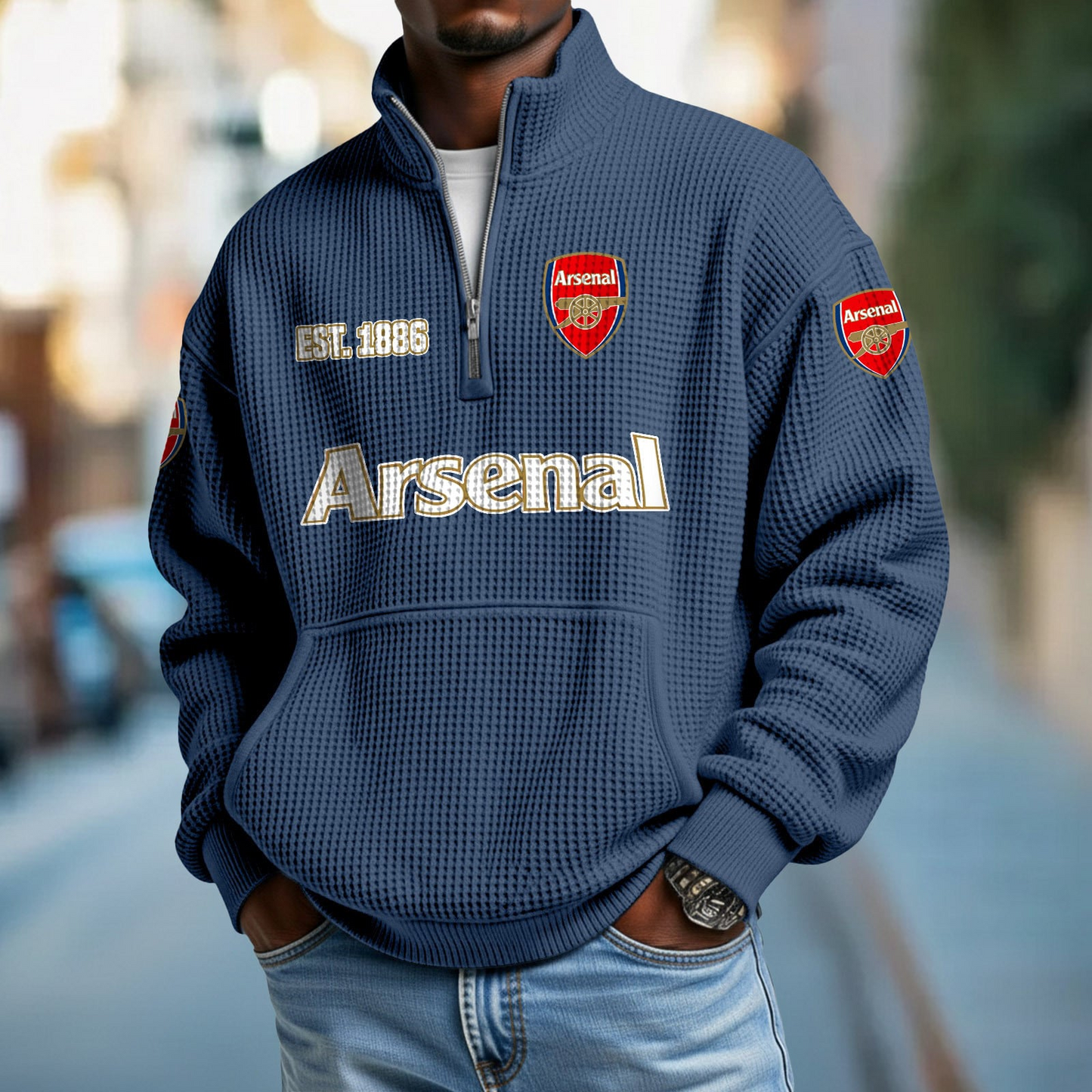 ARS FC Premier League Champions 2526 Waffle Stand Collar Half Zip SweatShirt 2905 DatND DVT