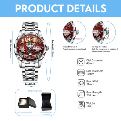 ARS x EPL Premier League Champions 25 26 Alloy Luxury Quartz Watch V1 DATND TANTD 200526