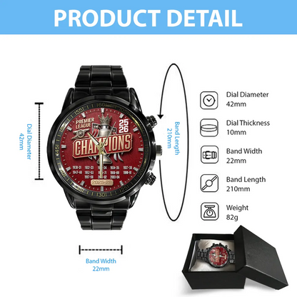 ARS x EPL Premier League Champions 25 26 Black Stainless Steel Watch V1 DATND TANTD 200526