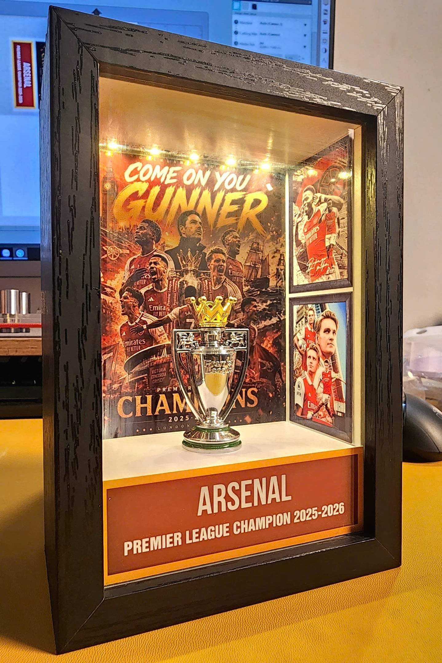ARS F.C Premier League Champions 2025-2026 Light-Up LED Shadow Box Display Case 2005 DatND DVT