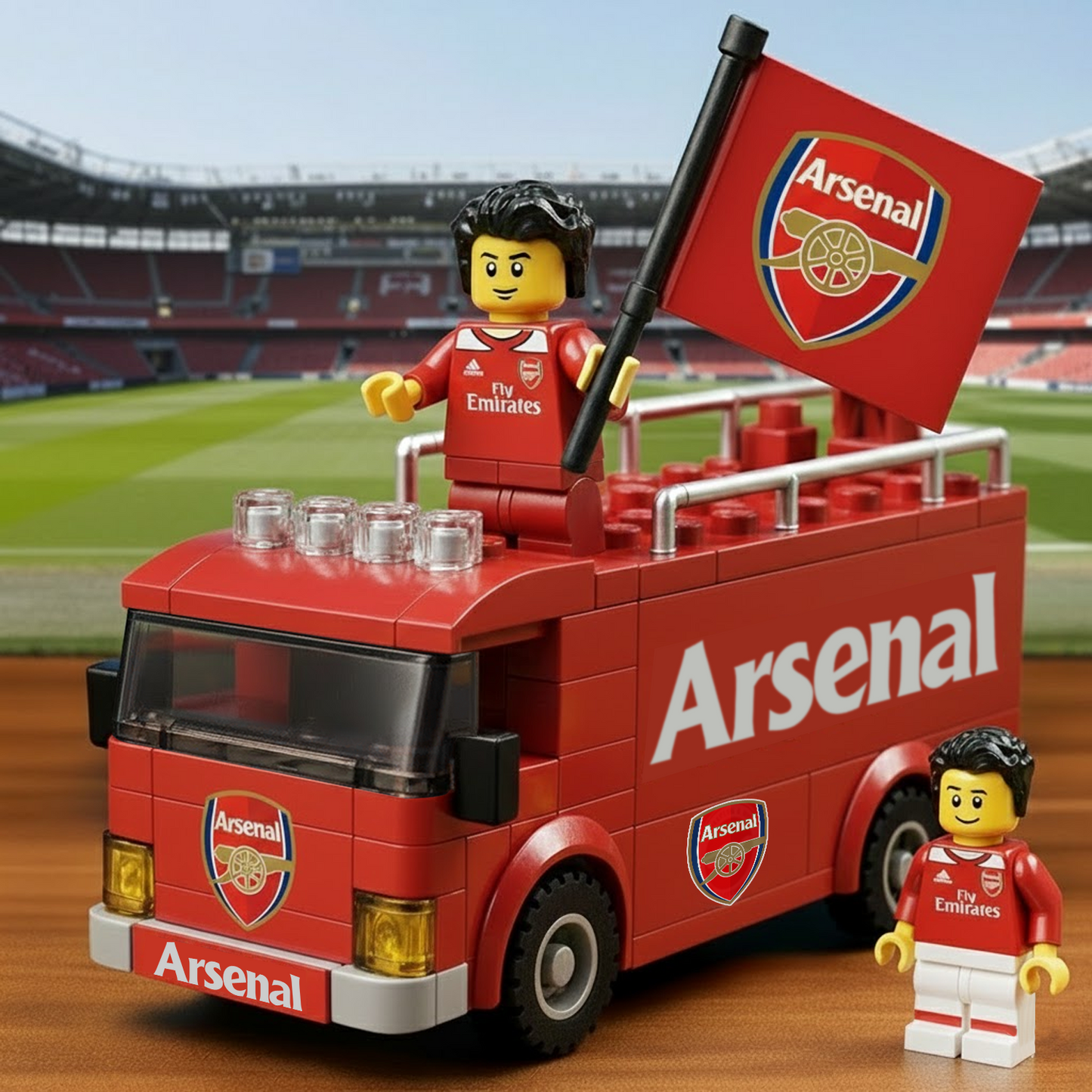 The Gunners 2025-26 Premier League Champions Celebration Bus Brick Set 2205 DatND DVT