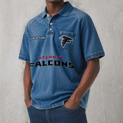 ATL x NFL Men's Distressed Turn-Down Collar Polo DATND TANTD 250526