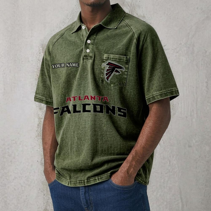 ATL x NFL Men's Distressed Turn-Down Collar Polo DATND TANTD 250526