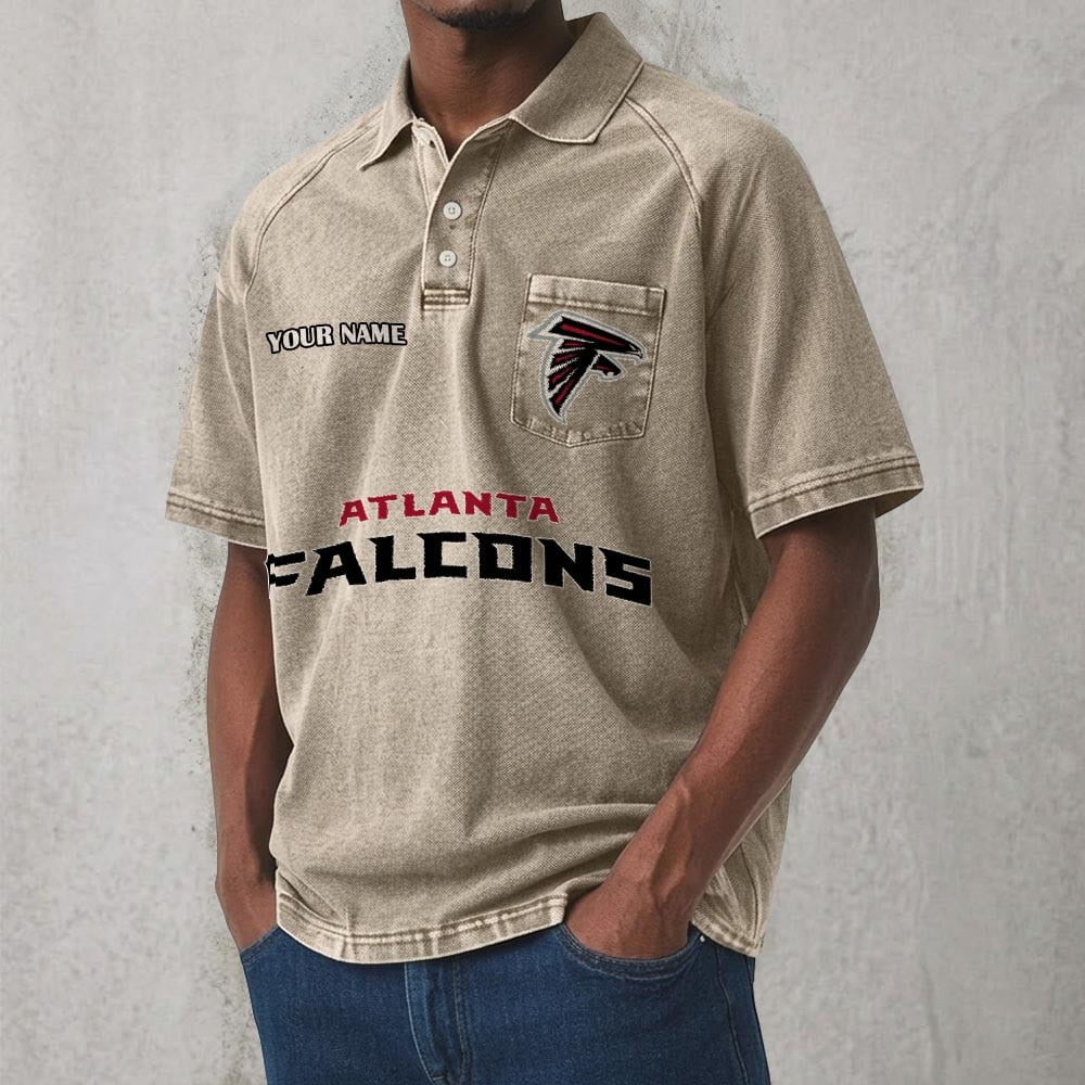 ATL x NFL Men's Distressed Turn-Down Collar Polo DATND TANTD 250526