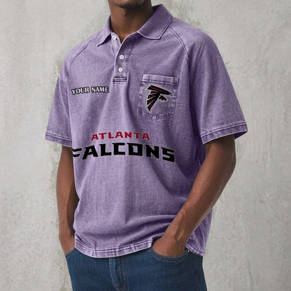 ATL x NFL Men's Distressed Turn-Down Collar Polo DATND TANTD 250526