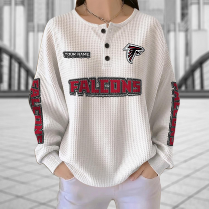ATL x NFL Personalized Waffle Knit Henley Sweatshirt 2005 DatND DVT