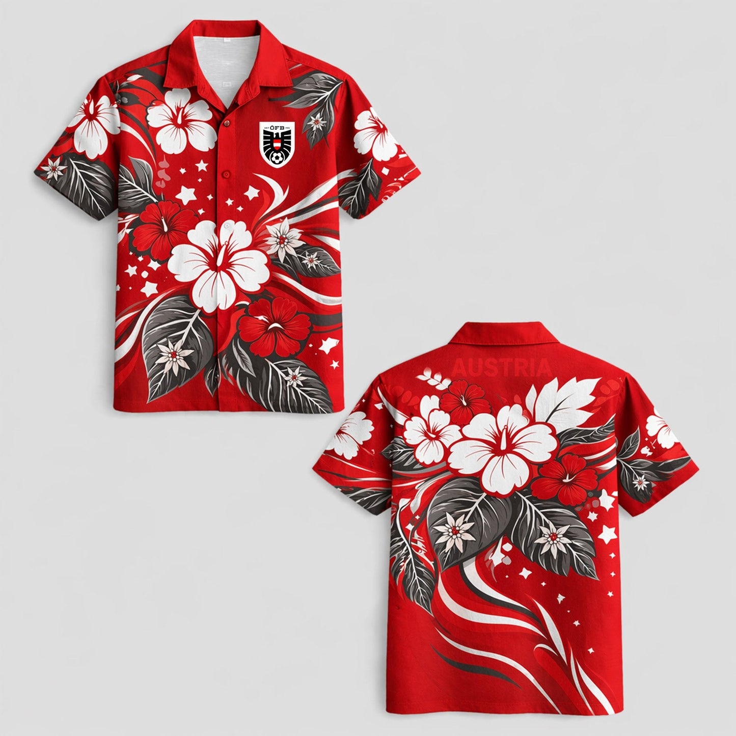 Austria World Cup 2026 Floral Hawaiian Shirt PVT02 DATND LBN 90526