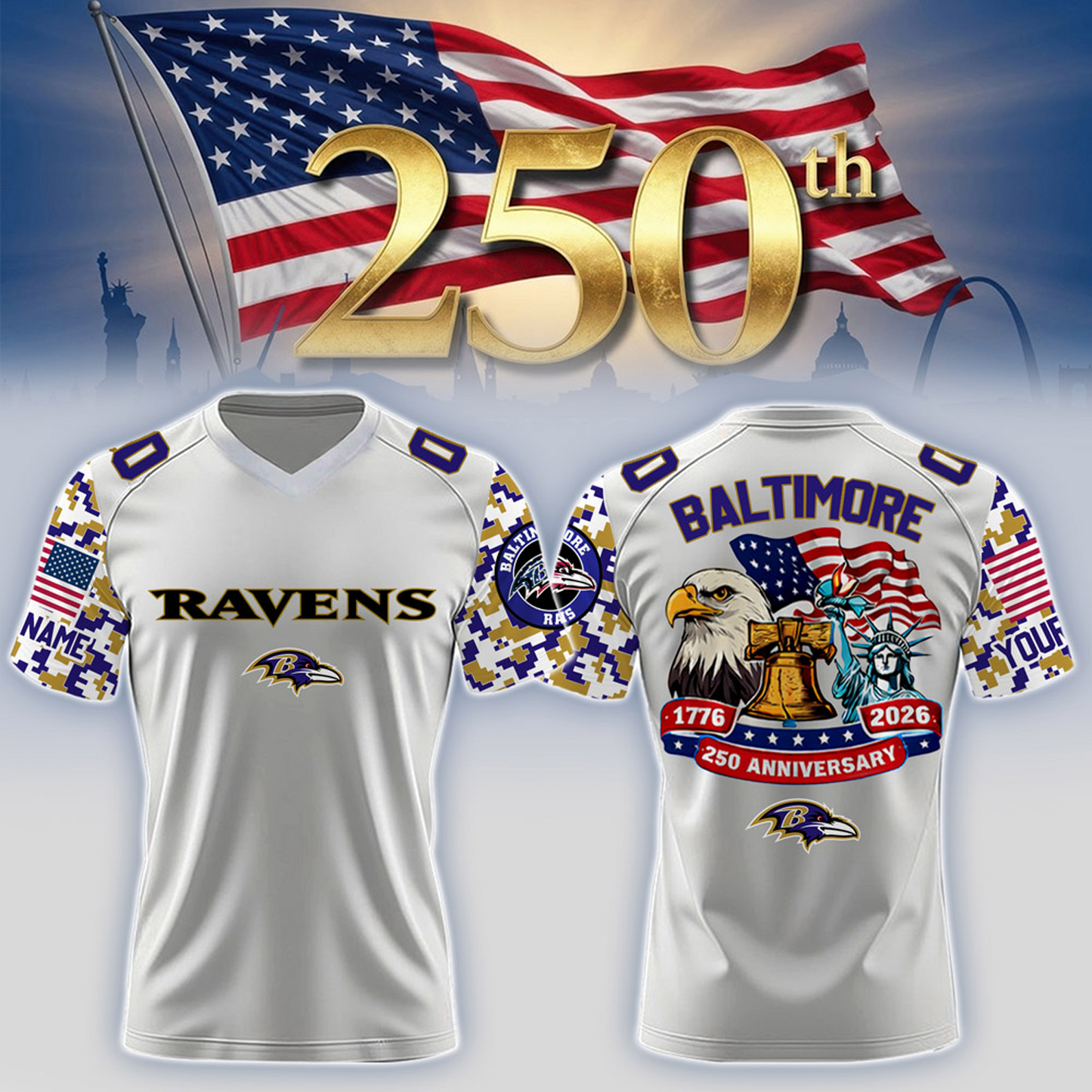 BAL x 250th Years USA Anniversary-V-neck Short Sleeve Jersey DATND TANTD