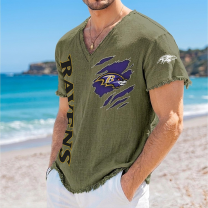 BAL x NFL V-Neck Linen Beach Shirt 1905 DatND DVT