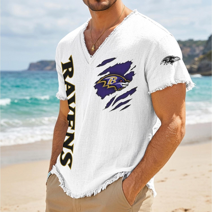 BAL x NFL V-Neck Linen Beach Shirt 1905 DatND DVT
