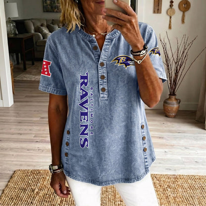 BAL x NFL Womenƒ??s Denim Casual Tops DATND LBN 190526