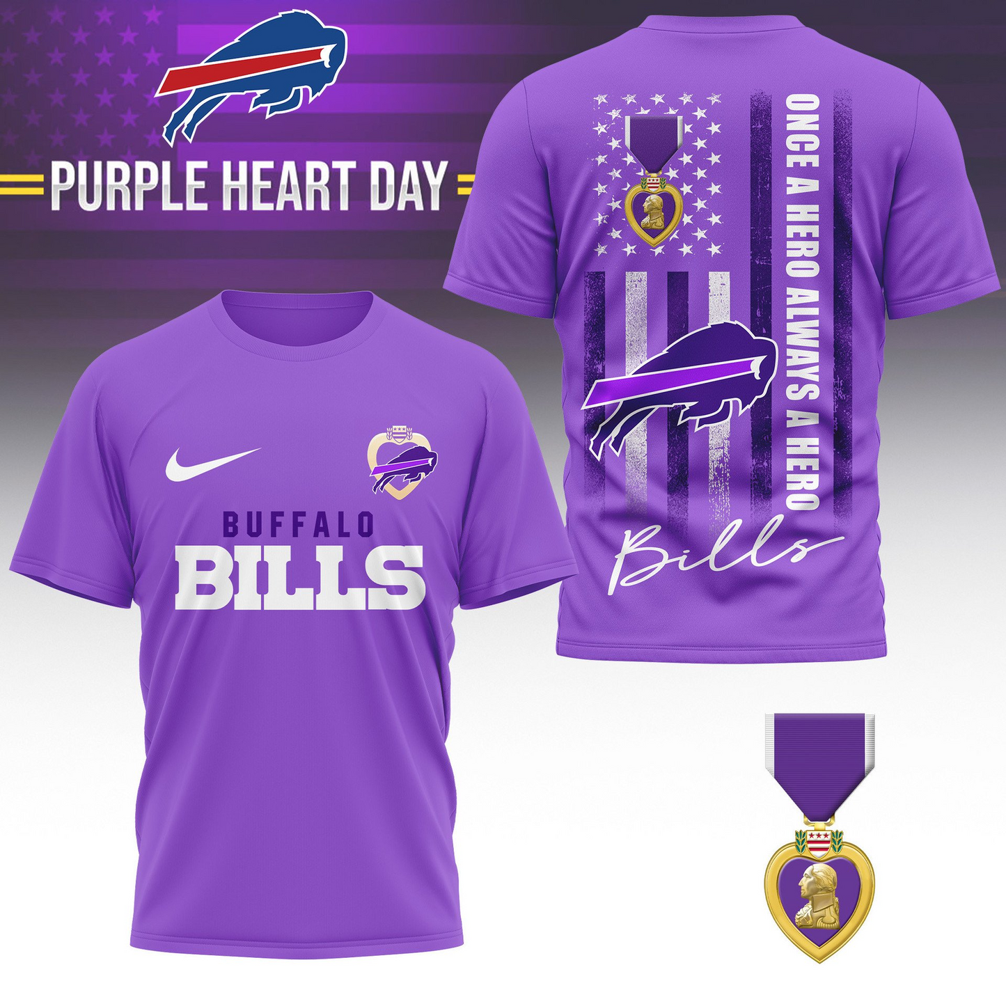BB Premium National Purple Hear Day 3D Shirt  300626