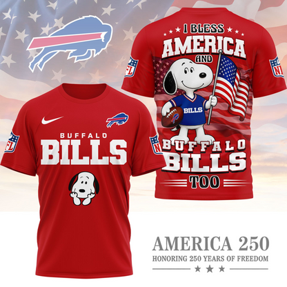 BUF Premium NFL Snoopy America 250 3D Shirt 1706