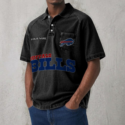 BUF x NFL Men's Distressed Turn-Down Collar Polo DATND TANTD 250526