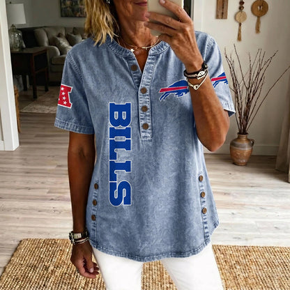 BUF x NFL Womenƒ??s Denim Casual Tops DATND LBN 190526