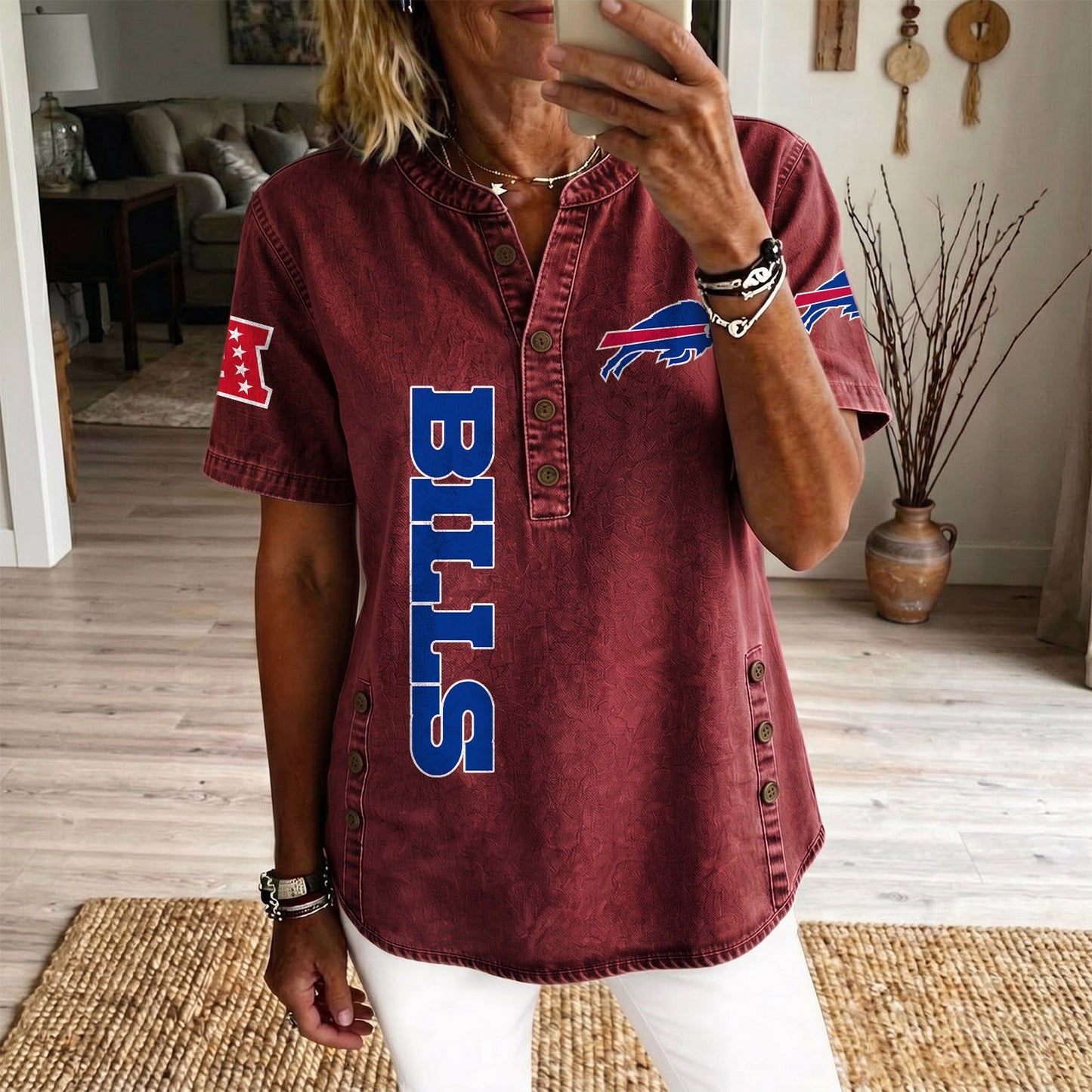BUF x NFL Womenƒ??s Denim Casual Tops DATND LBN 190526