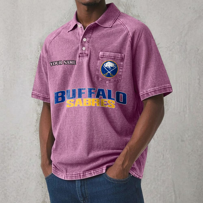 BUF x NHL Men's Distressed Turn-Down Collar Polo DATND TANTD 250526