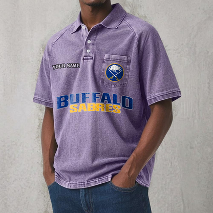 BUF x NHL Men's Distressed Turn-Down Collar Polo DATND TANTD 250526