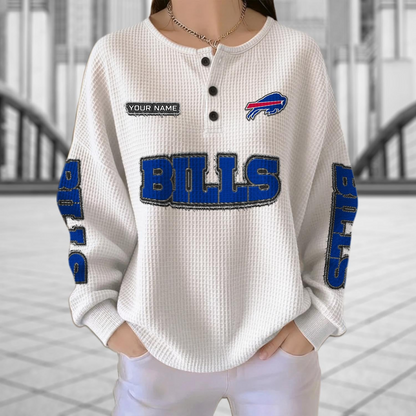 BUF x NFL Personalized Waffle Knit Henley Sweatshirt 2005 DatND DVT