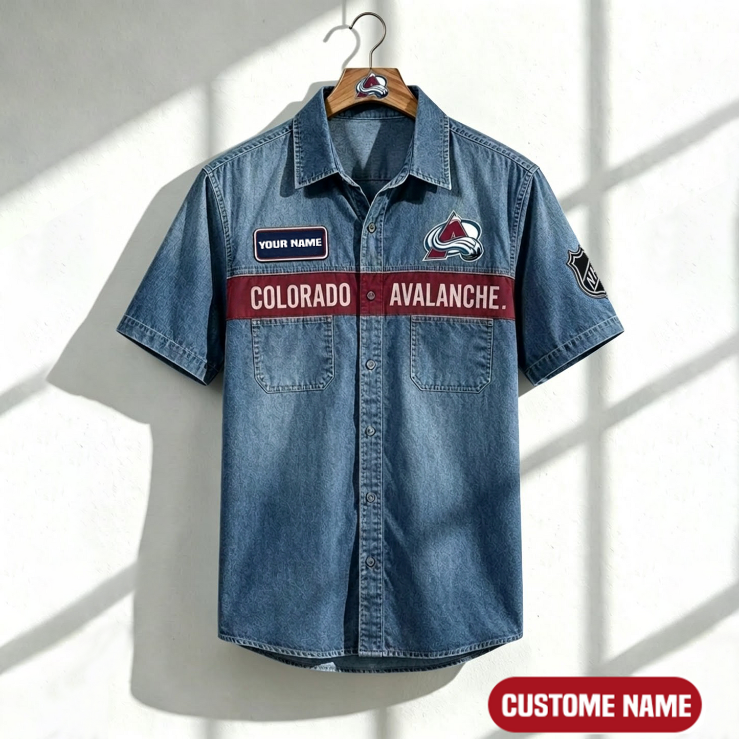 CA x NHL Print Denim Short-Sleeve Work Shirt 180526 DatND LBN
