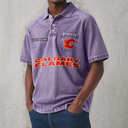 CAL x NHL Men's Distressed Turn-Down Collar Polo DATND TANTD 250526