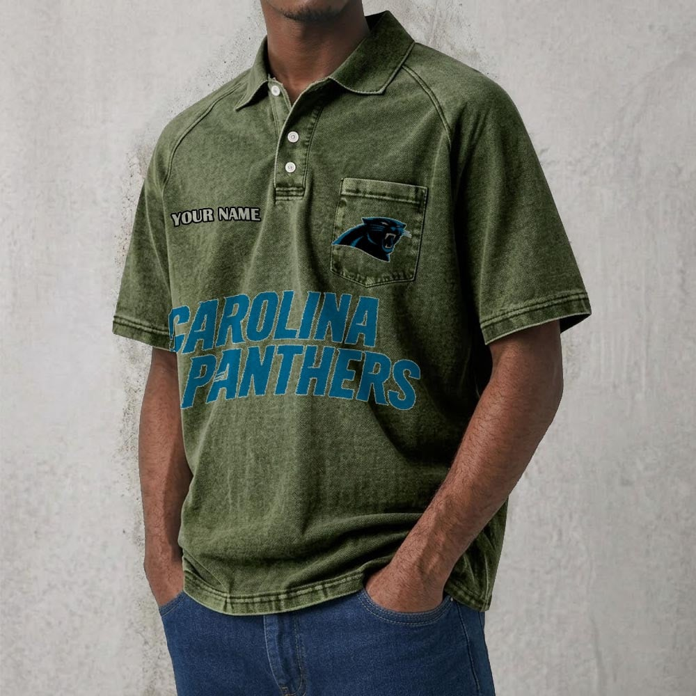 CAR x NFL Men's Distressed Turn-Down Collar Polo DATND TANTD 250526