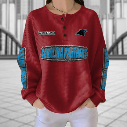 CAR x NFL Personalized Waffle Knit Henley Sweatshirt 2005 DatND DVT