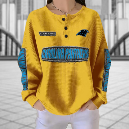 CAR x NFL Personalized Waffle Knit Henley Sweatshirt 2005 DatND DVT