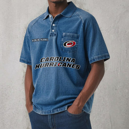 CAR x NHL Men's Distressed Turn-Down Collar Polo DATND TANTD 250526