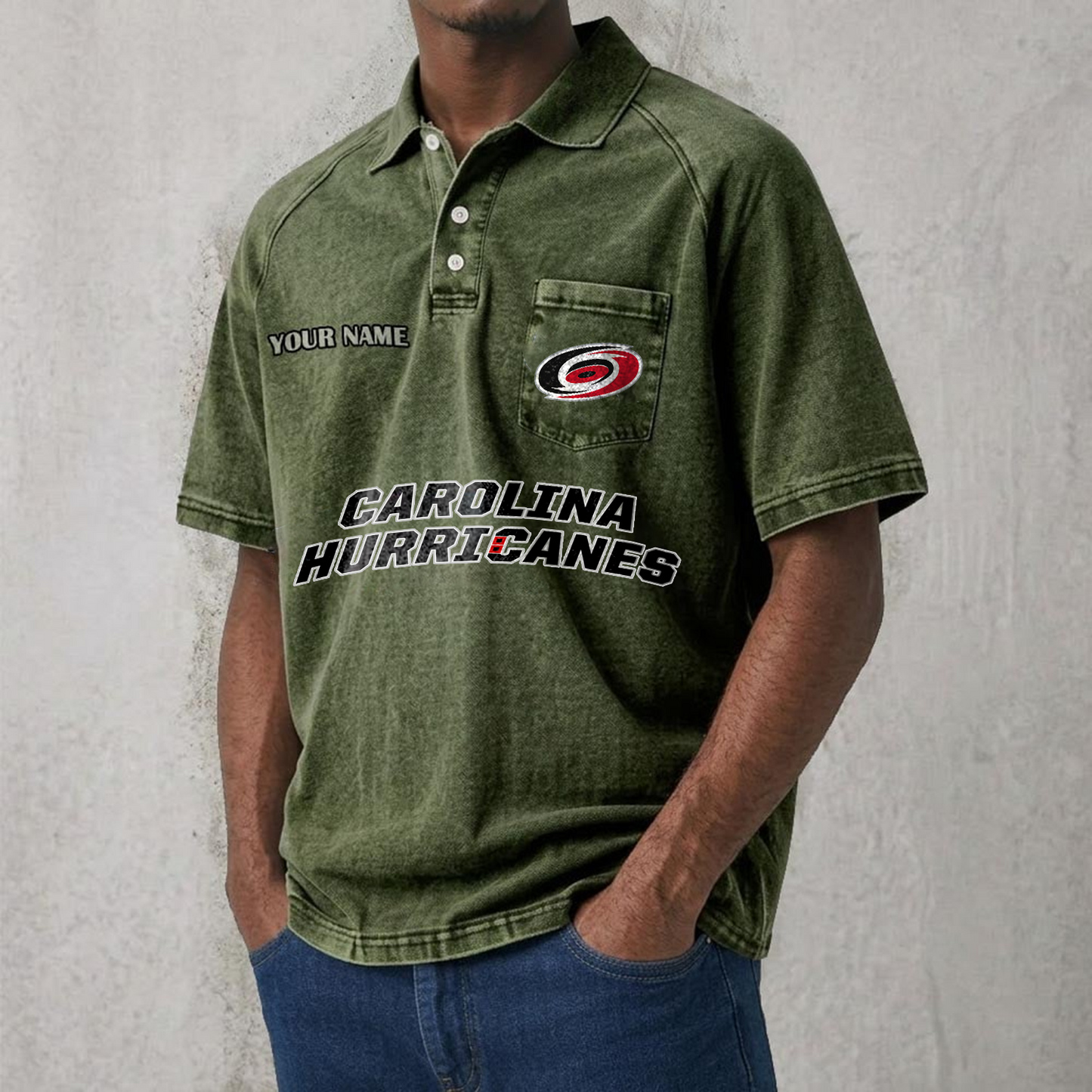 CAR x NHL Men's Distressed Turn-Down Collar Polo DATND TANTD 250526