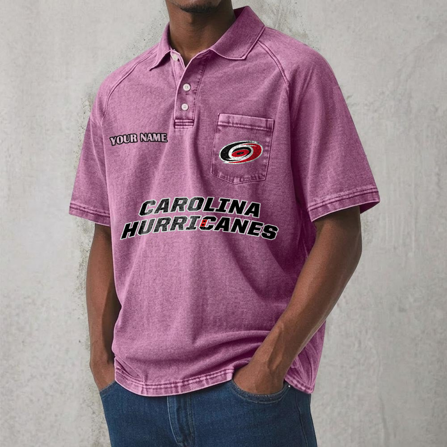 CAR x NHL Men's Distressed Turn-Down Collar Polo DATND TANTD 250526
