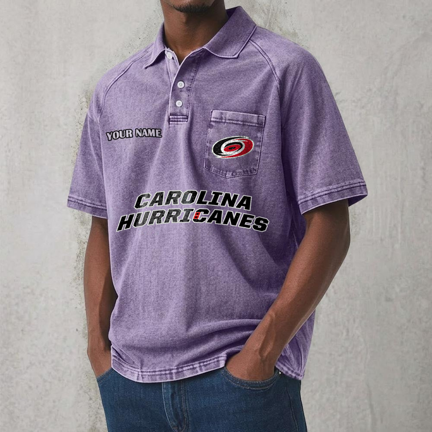 CAR x NHL Men's Distressed Turn-Down Collar Polo DATND TANTD 250526