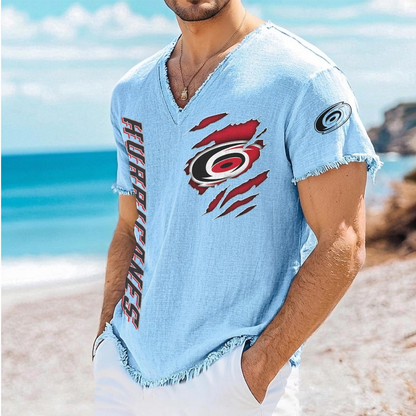 CAR x NHL V-Neck Linen Beach Shirt 1905 DatND DVT