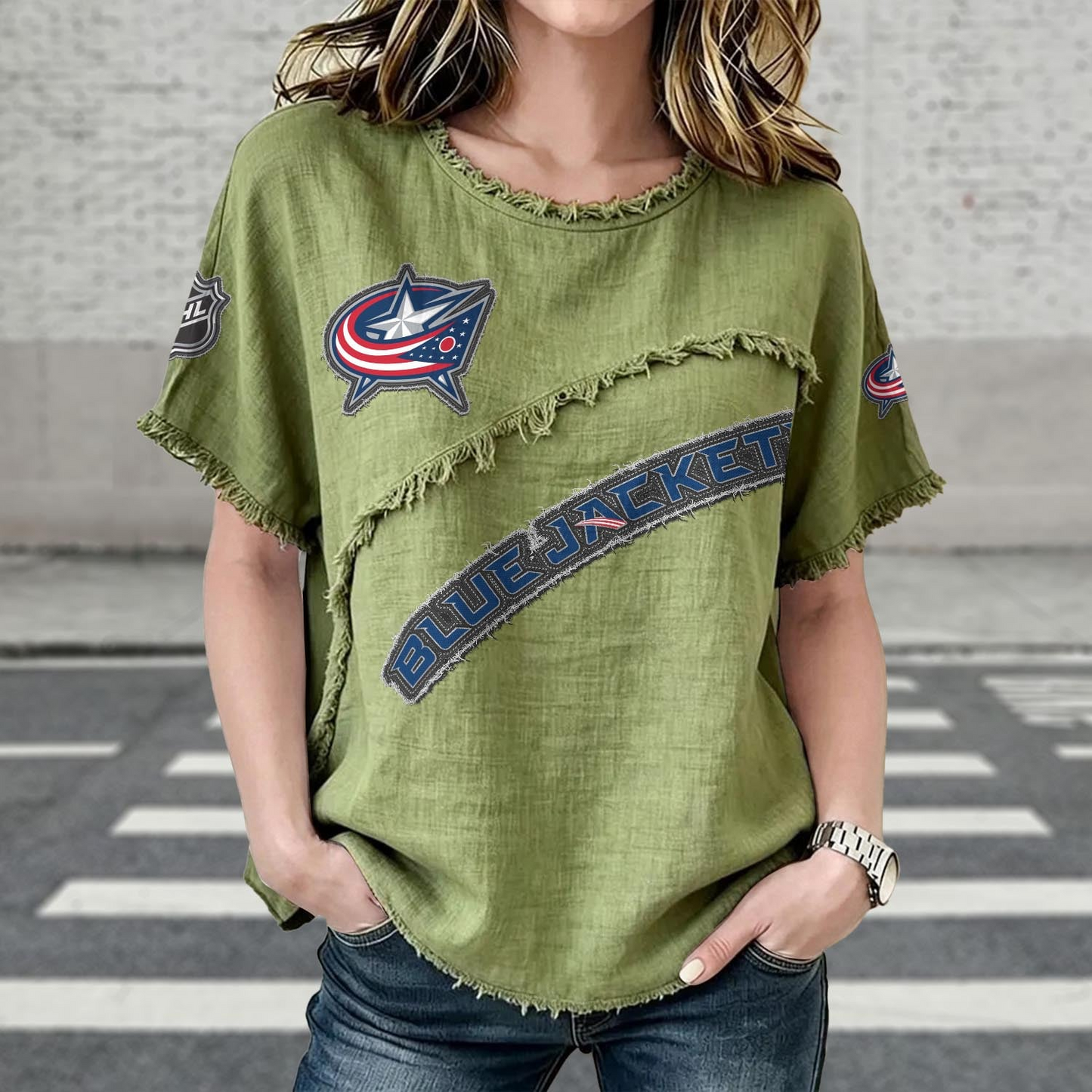 CBJ x NHL Womenƒ??s Vintage O-Neck 2905 DatND DVT