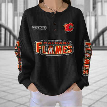 CGY x NHL Personalized Waffle Knit Henley Sweatshirt 2005 DatND DVT