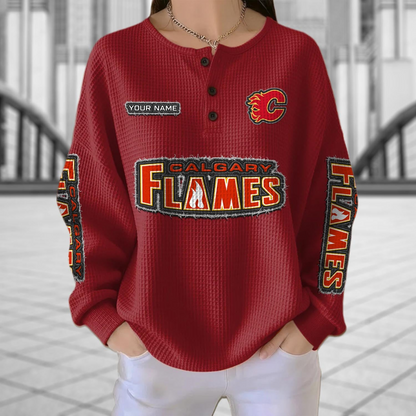 CGY x NHL Personalized Waffle Knit Henley Sweatshirt 2005 DatND DVT