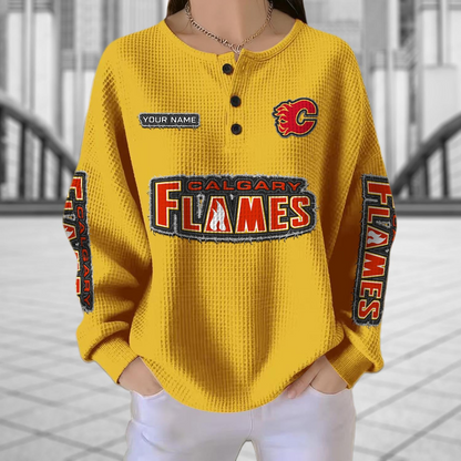 CGY x NHL Personalized Waffle Knit Henley Sweatshirt 2005 DatND DVT